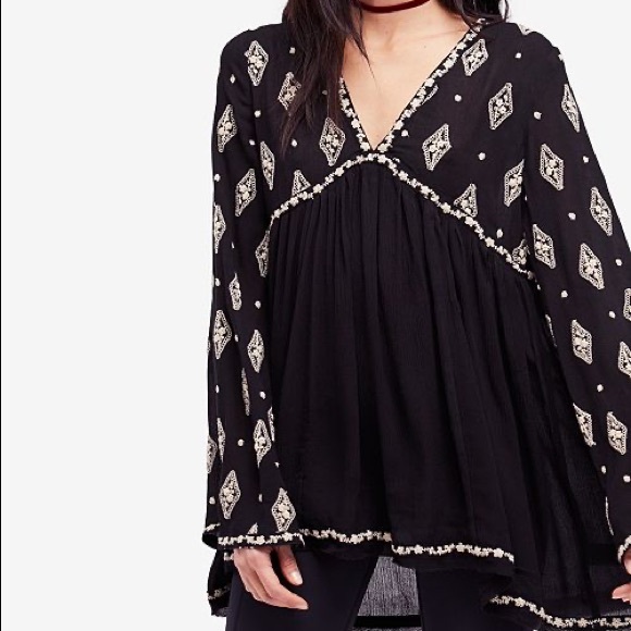 Free People Tops - Free People Diamond Embroidered Shirt